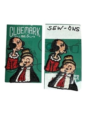 NEW! Vintage Popeye & Swee'Pea Sew On Embroidered Patches NOS Lot of 2